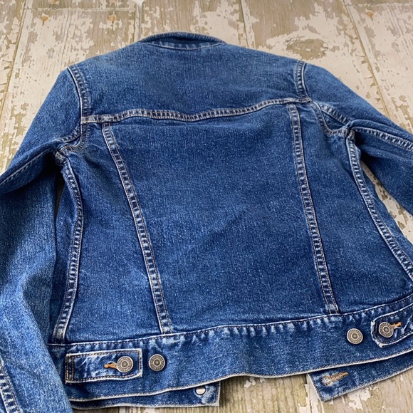 Retro Levi’s jean jacket red tan blue denim jacket women’s sz small - Picture 11 of 11